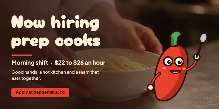 Prep cook hiring post, friendly chili mascot: prep cook hiring post template