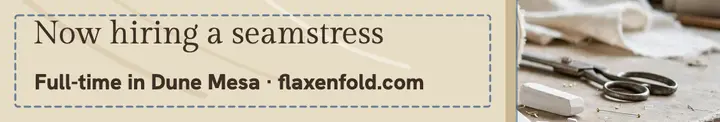 Flaxenfold Atelier seamstress hiring cover template