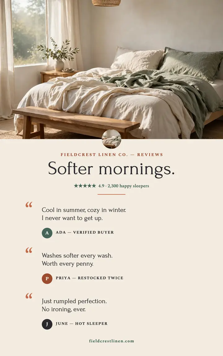 Fieldcrest Linen review cover, bedding: bedding review cover template