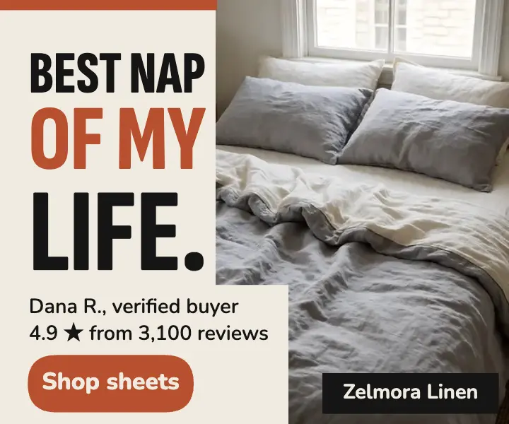 Zelmora Linen best nap review ad template