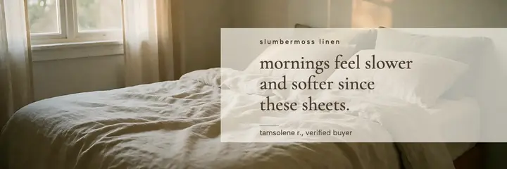 Slumbermoss Linen customer review header: customer review header template