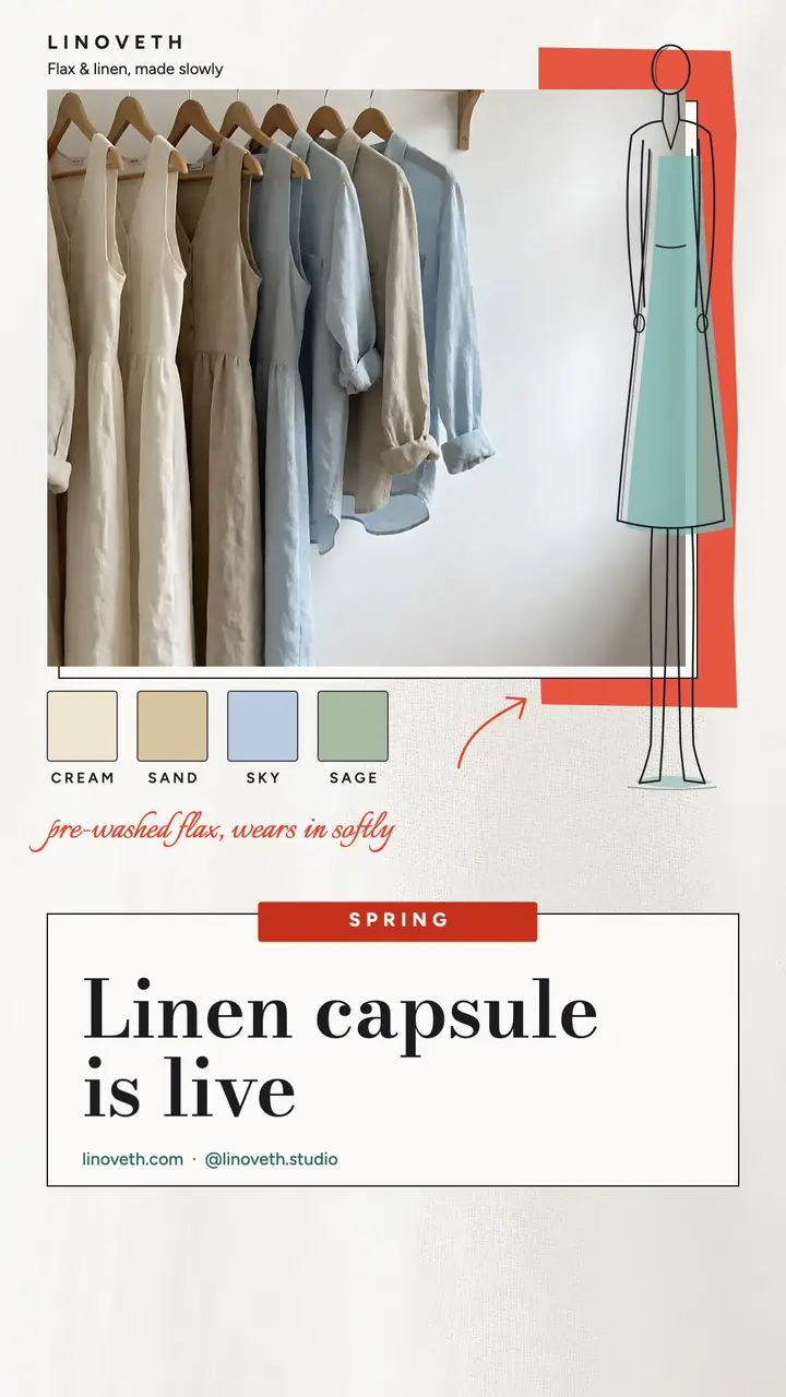 Linoveth linen capsule launch croquis story template