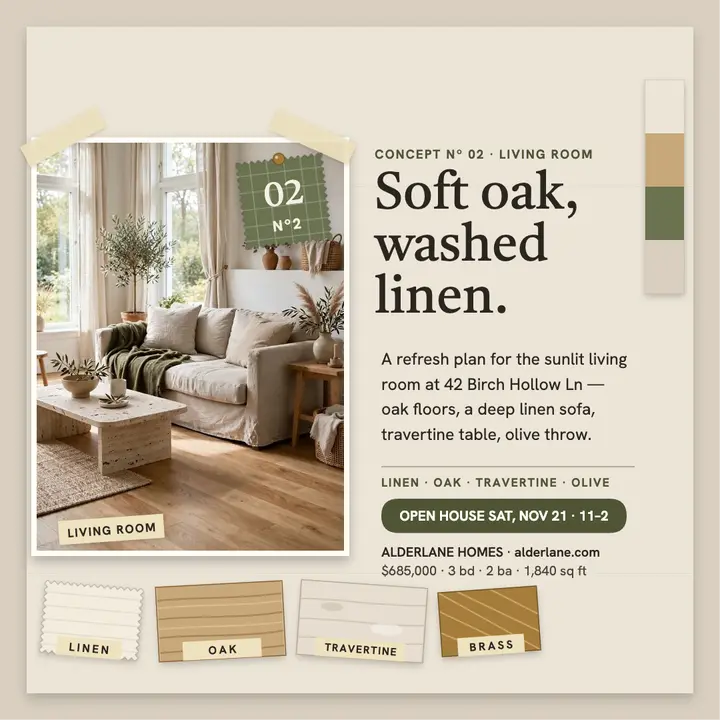 Linen concept board listing post template