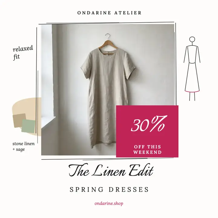 Linen dress sale post, fashion croquis template