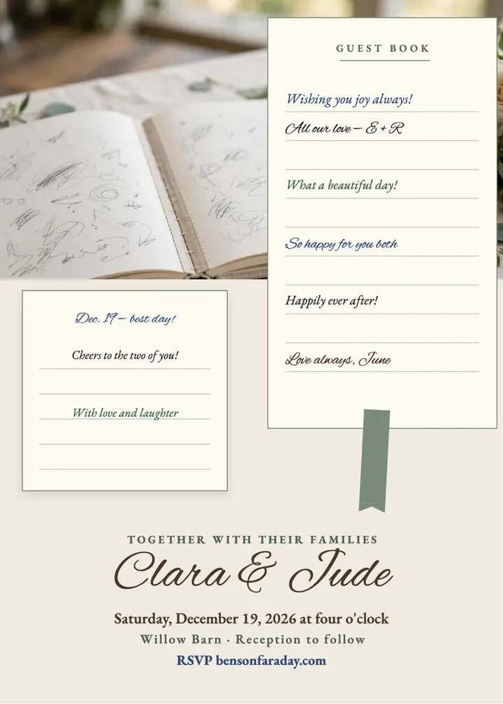 Linen guestbook wedding invitation: wedding invitation template