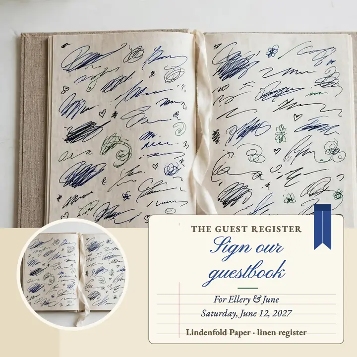 Ellery and June linen guestbook post template