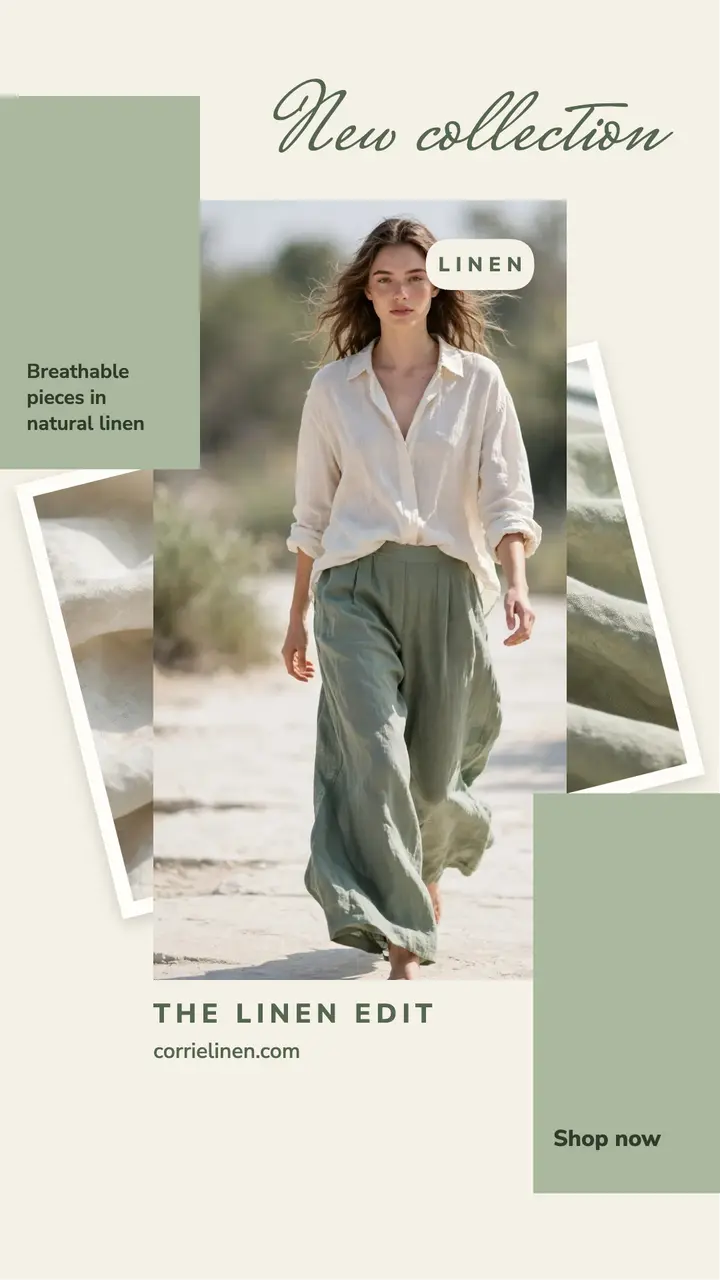 Sage linen new collection story template