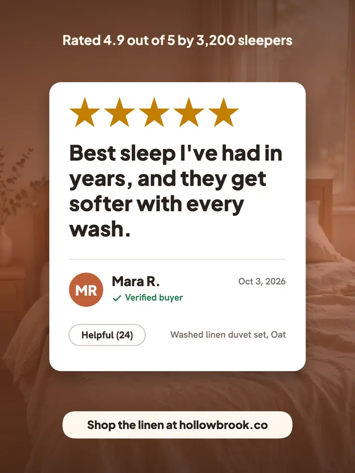 Hollowbrook linen five-star review card template