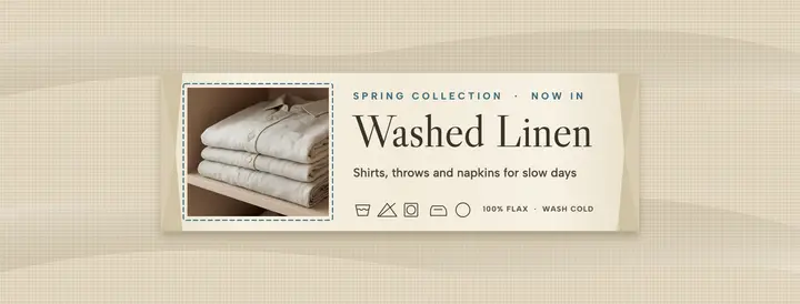 Washed linen season woven label facebook cover template