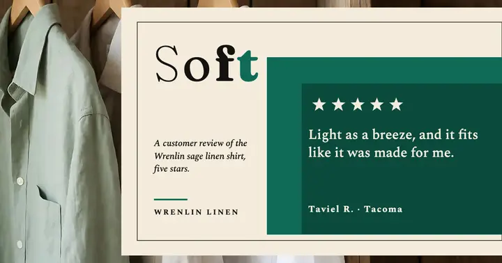 Wrenlin Linen shirt review card template
