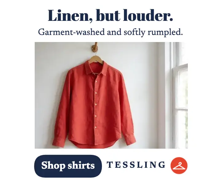 Tessling linen shirt sixties print display ad template