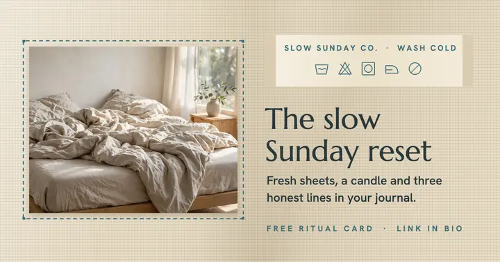Slow Sunday reset woven-label post: sunday self-care post template