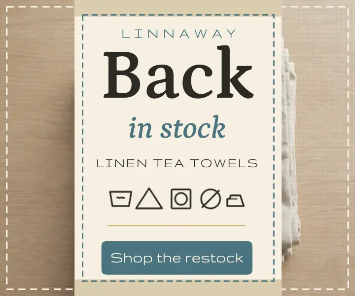 Linnaway linen towel restock woven label ad template