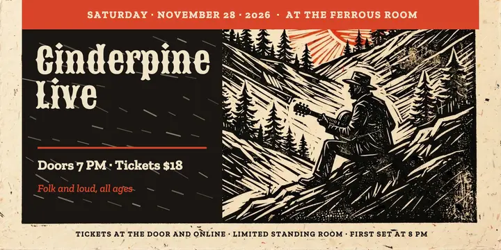 Cinderpine live gig post, linocut print template