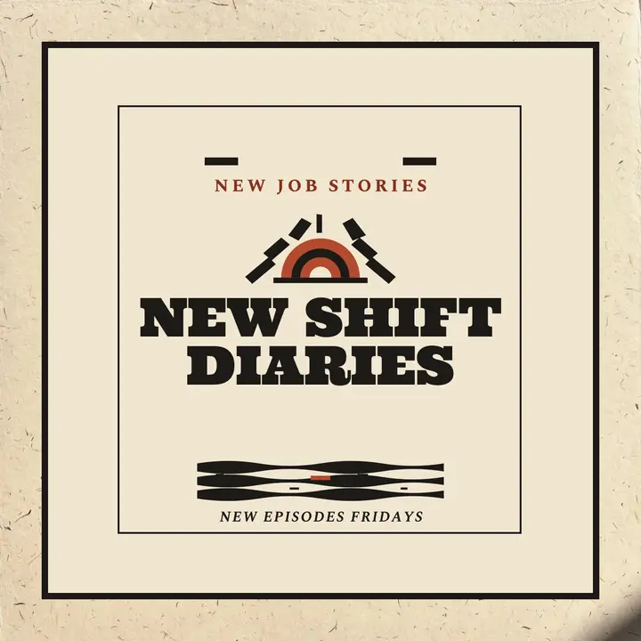 New Shift Diaries linocut podcast cover template