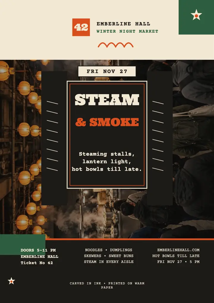 Emberline Hall winter night market flyer template