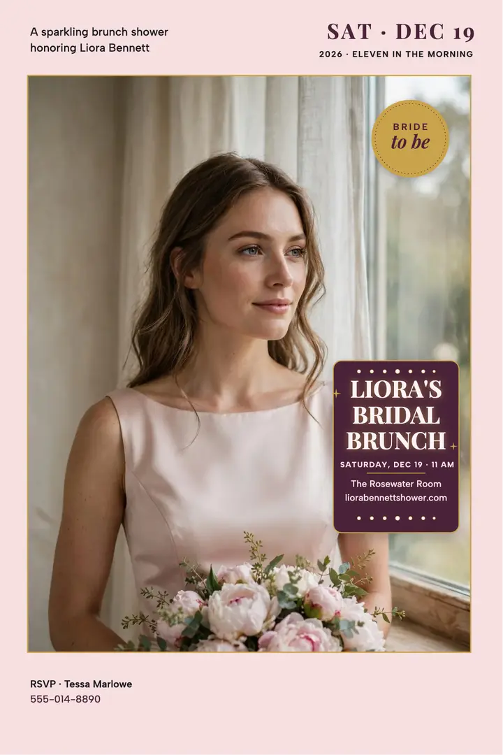 Liora bridal brunch shower poster: bridal shower poster template