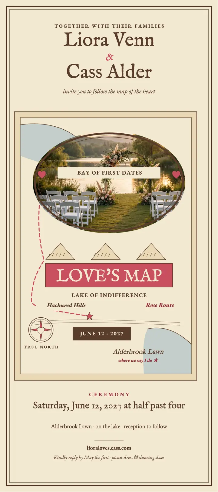 Liora and Cass love map invitation template