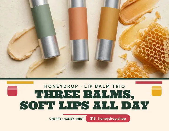Honeydrop lip balm trio flyer template