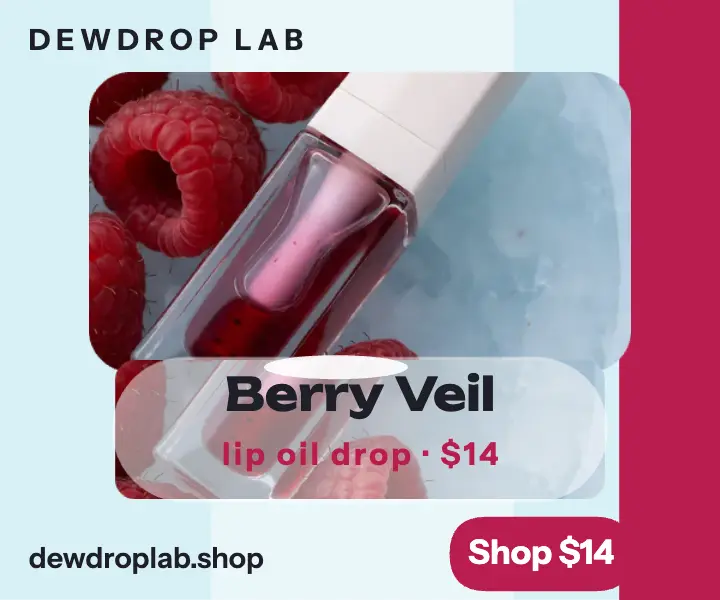 Dewdrop Lab Berry Veil lip oil ad template