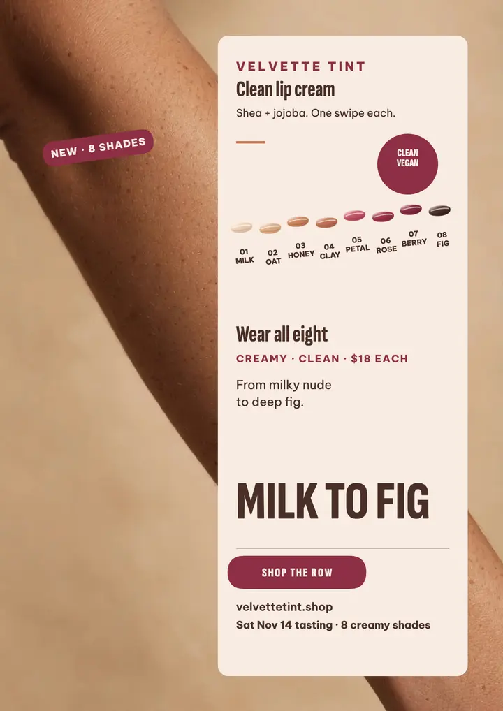 Velvette Tint milk to fig lip flyer template