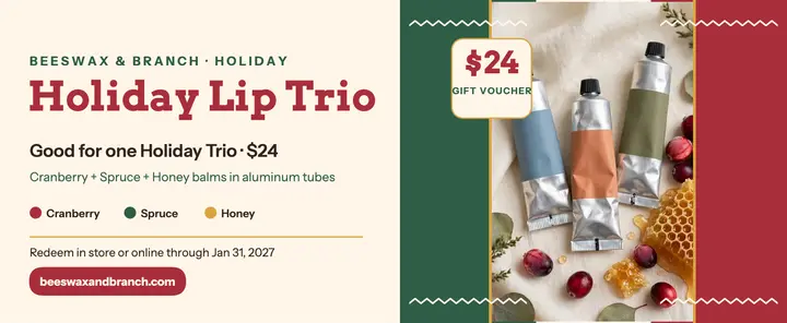 Beeswax and Branch holiday lip trio voucher template