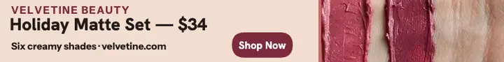Velvetine holiday matte lipstick ad template