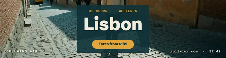 Gullwing Air Lisbon fare billboard template