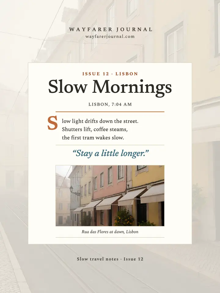 Slow mornings in Lisbon travel card template