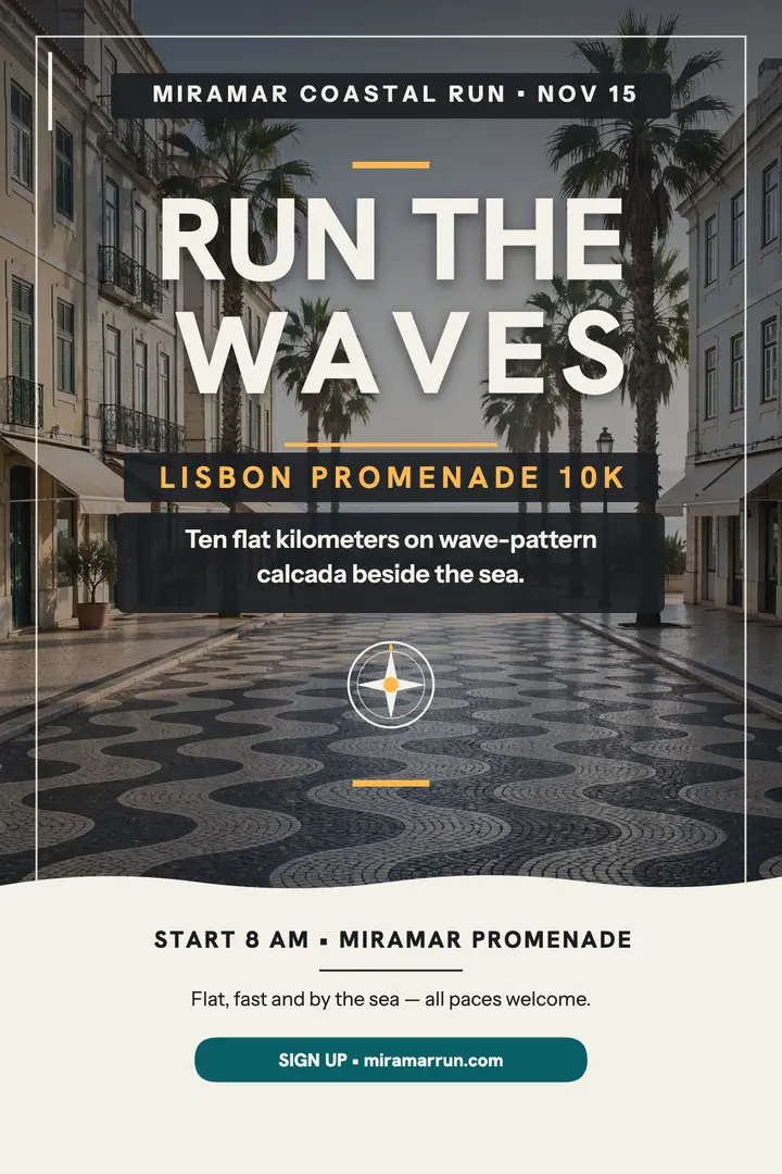 Miramar Coastal Run Lisbon poster template