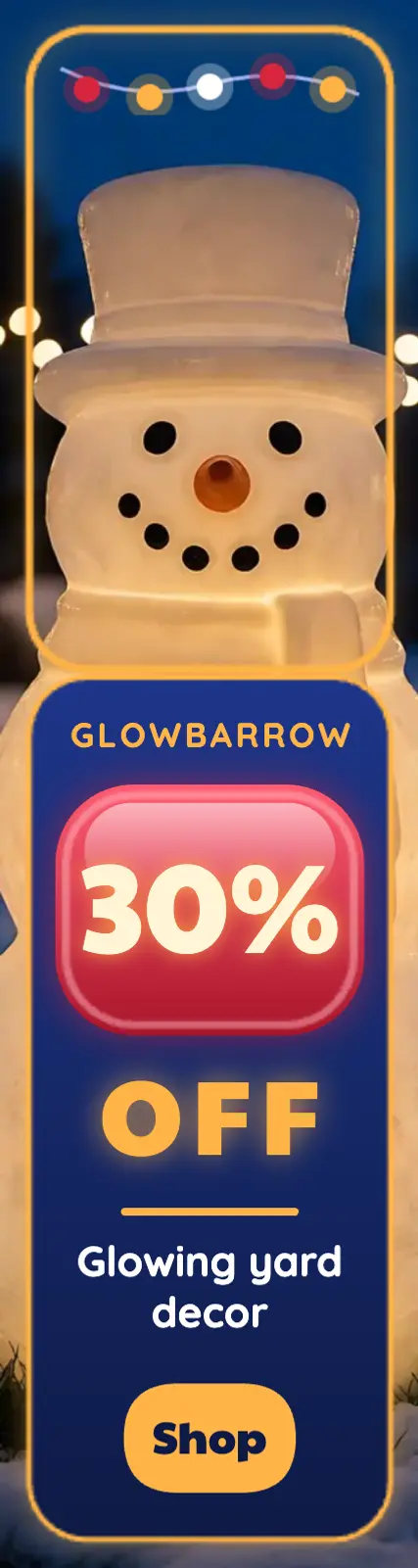 Glowbarrow Yard Decor holiday sale skyscraper ad template