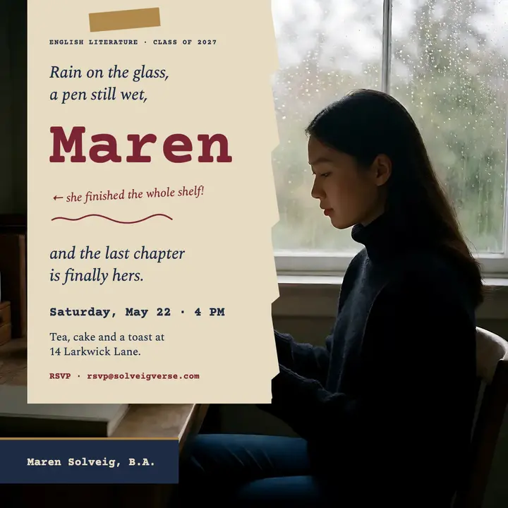 Maren literature graduation poem invitation template