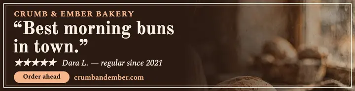 Crumb and Ember bakery review billboard: bakery review billboard template