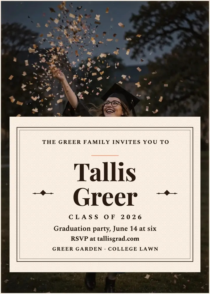Tallis Greer lith graduation party invitation template