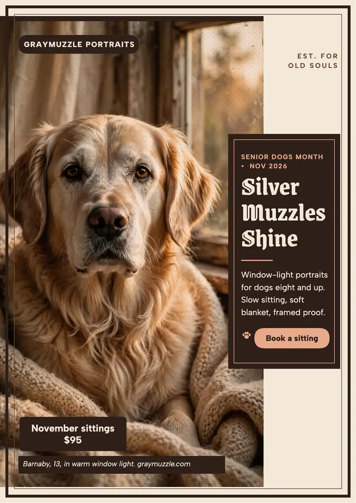 Graymuzzle senior dog special lith flyer template