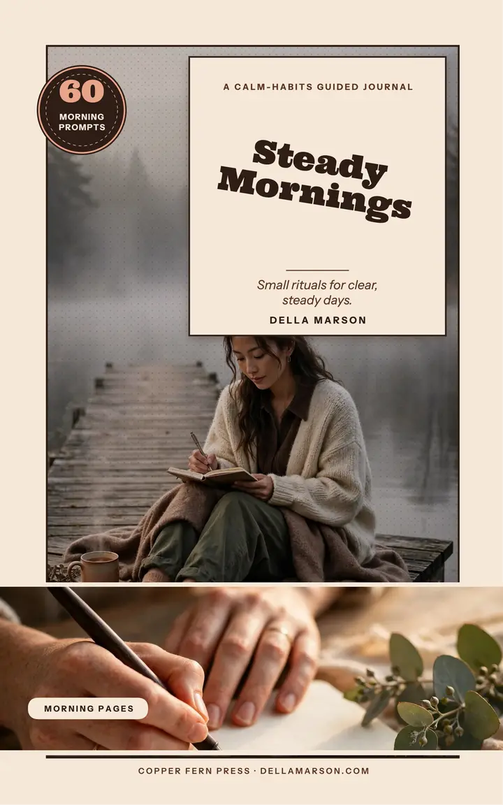 Steady Mornings guided journal ebook cover: guided journal ebook cover template