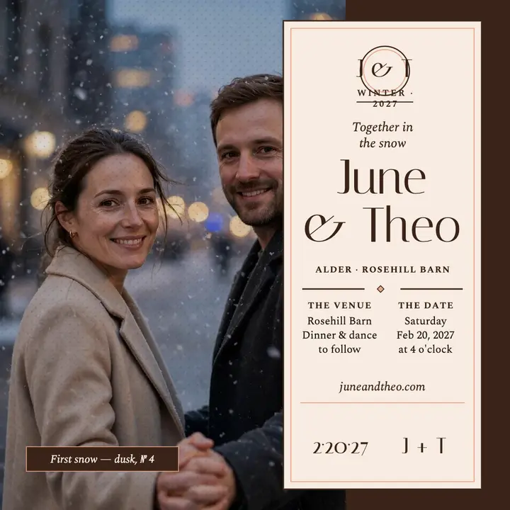 June and Theo winter wedding post template