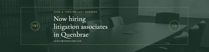 Vane & Torsten litigation associates hiring banner template