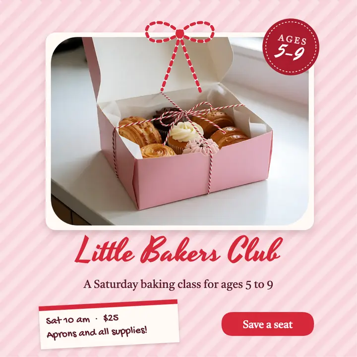 Little Bakers Club kids baking class: kids baking class post template