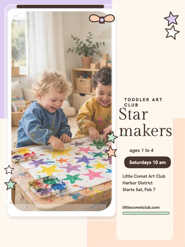 Little Comet Art Club toddler photocard template
