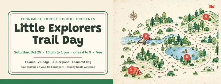 Fennimere Forest School trail day cover, pictorial map template