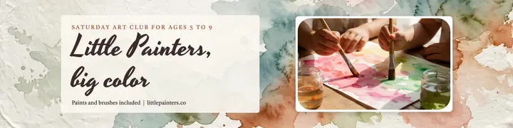 Little Painters Saturday art club: kids art class shop banner template