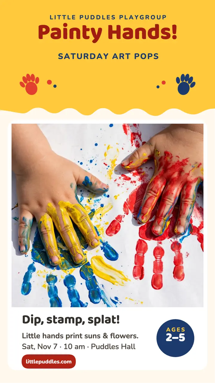 Little Puddles painty hands story template