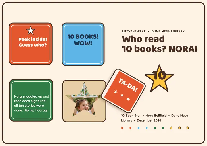 Little star reader flap certificate template