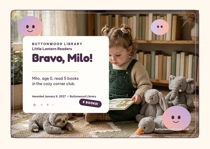 Little Lantern Readers library certificate template