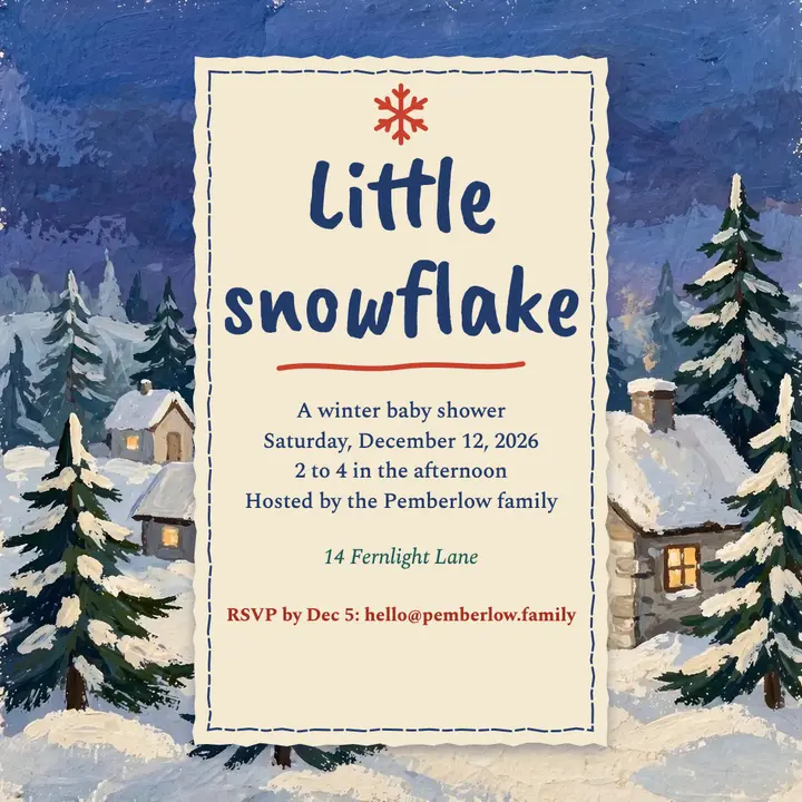 Little snowflake baby shower invite template