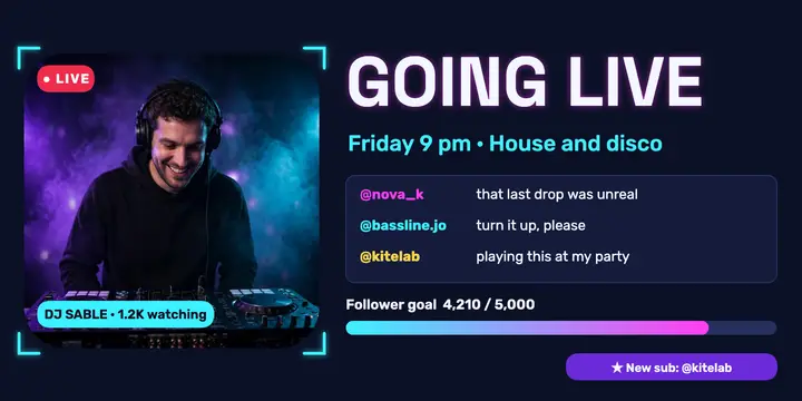 Sable DJ stream going live post template