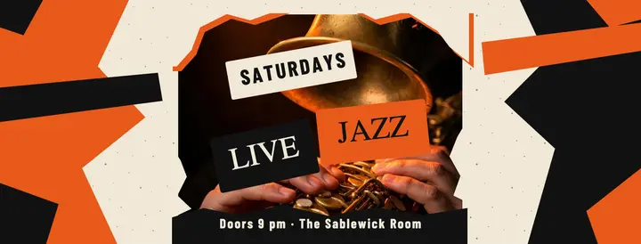 Live jazz Saturdays Facebook cover, cut-paper template