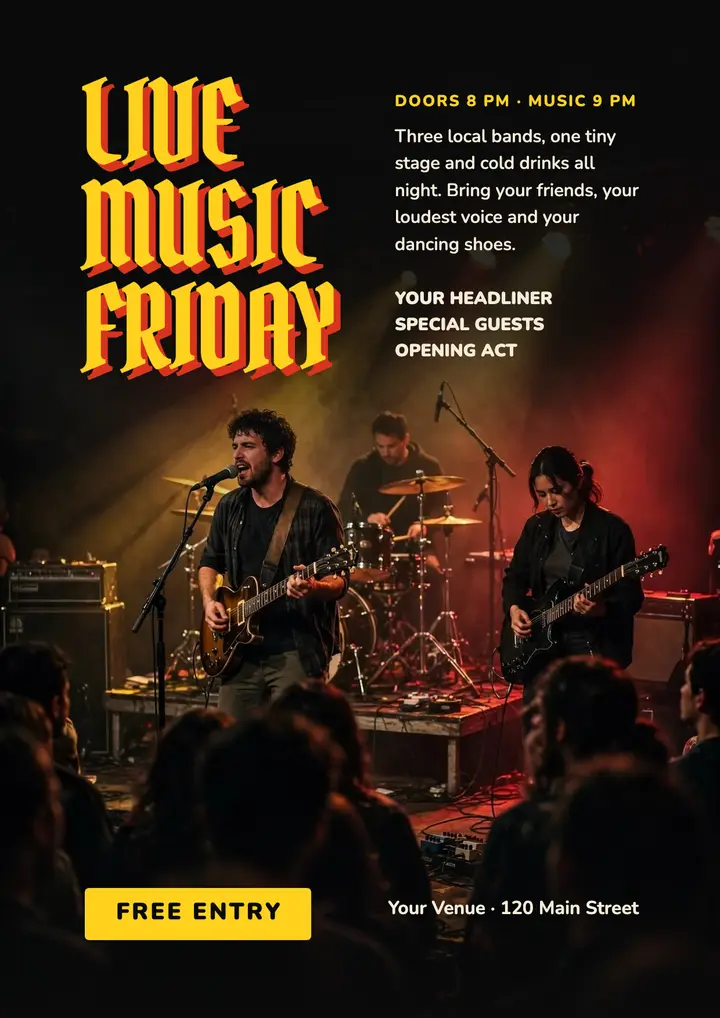 Live music Friday gig flyer template