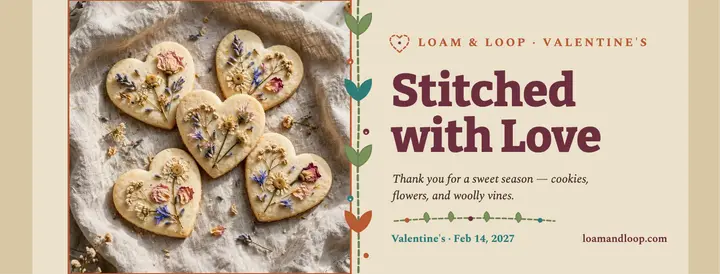 Loam and Loop Valentine's stitched cover template